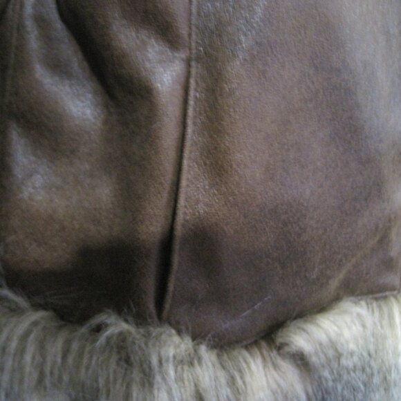 Hawke & Co Penny Lane Faux Vegan Leather Fur Trim Liner Brown Jacket Size L Boho - Picture 2 of 8
